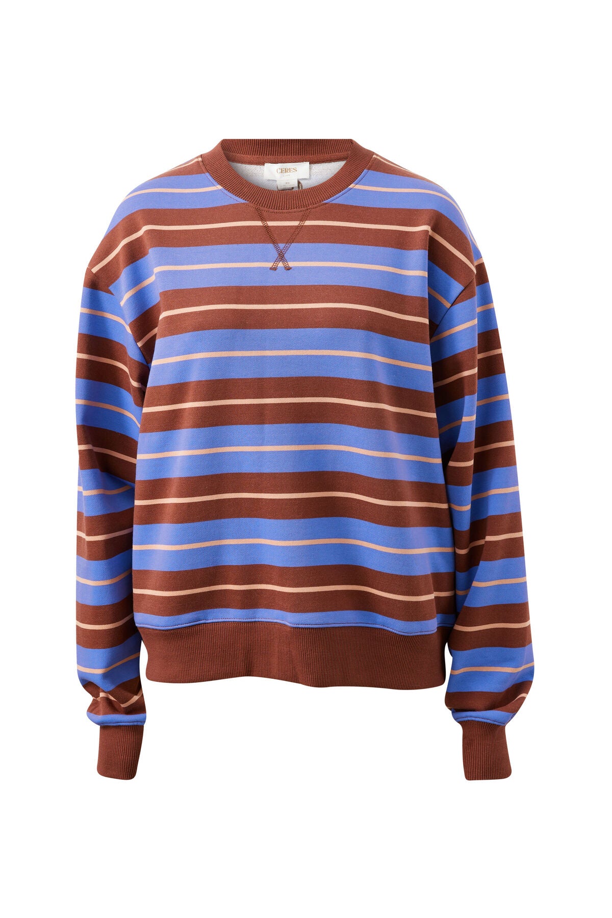 CERES LIFE ROMY CREW - VINTAGE BLUE, PINK CLAY, BURNT TOFFEE STRIPE