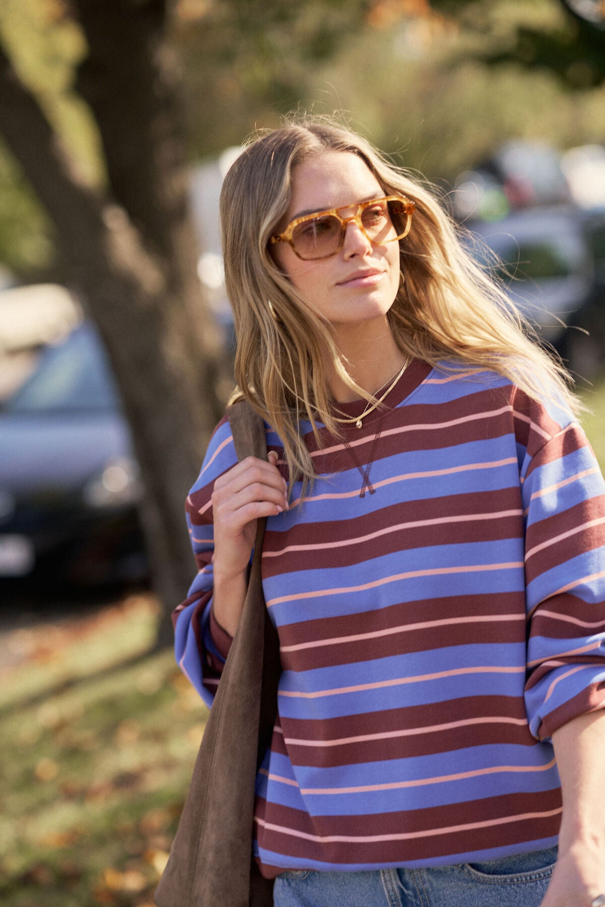 CERES LIFE ROMY CREW - VINTAGE BLUE, PINK CLAY, BURNT TOFFEE STRIPE