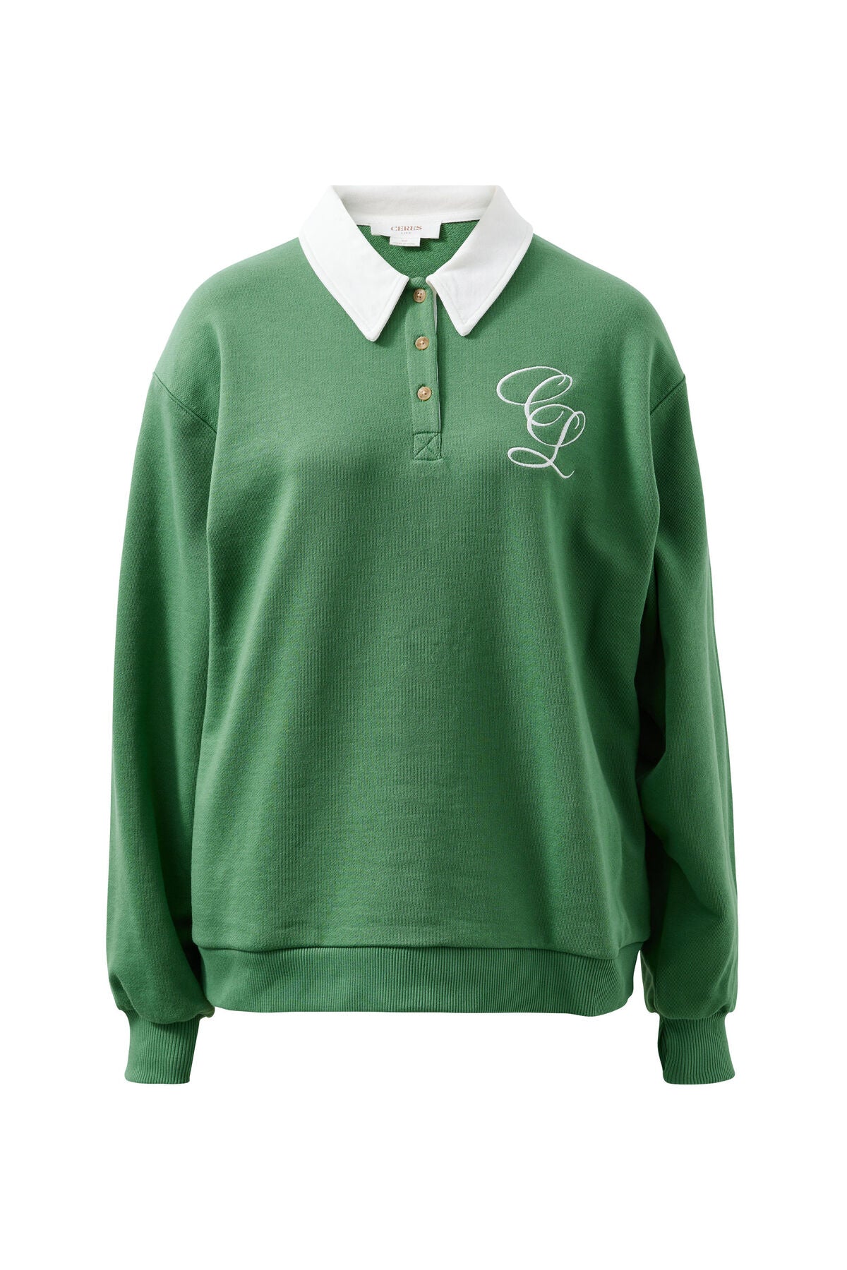 CERES LIFE WREN RUGBY SWEAT - PISTACHIO WHITE CLUB LOGO