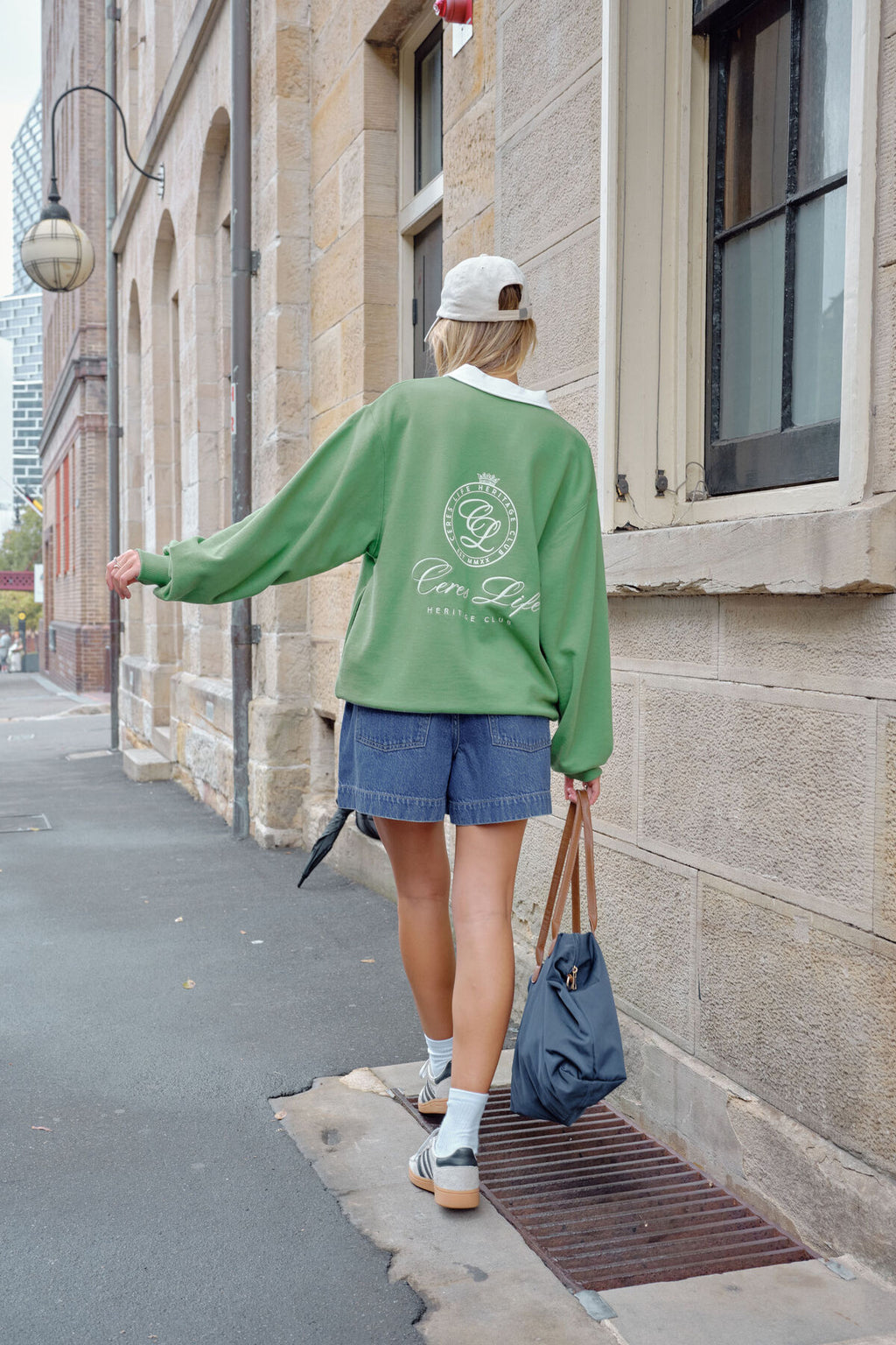 CERES LIFE WREN RUGBY SWEAT - PISTACHIO WHITE CLUB LOGO