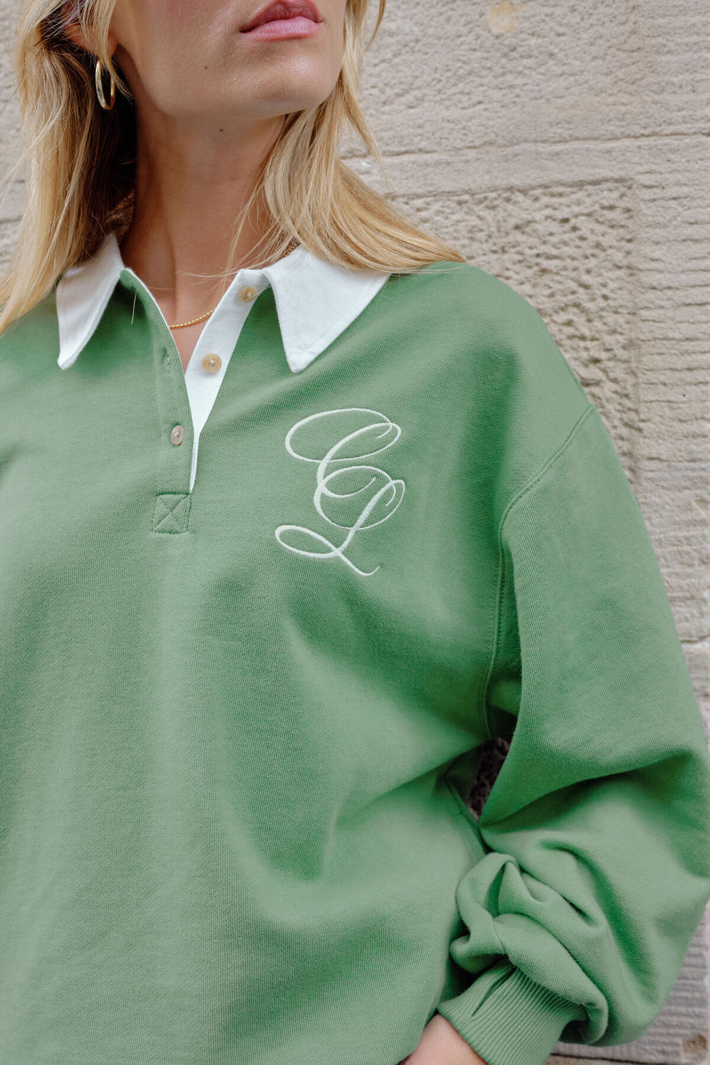 CERES LIFE WREN RUGBY SWEAT - PISTACHIO WHITE CLUB LOGO
