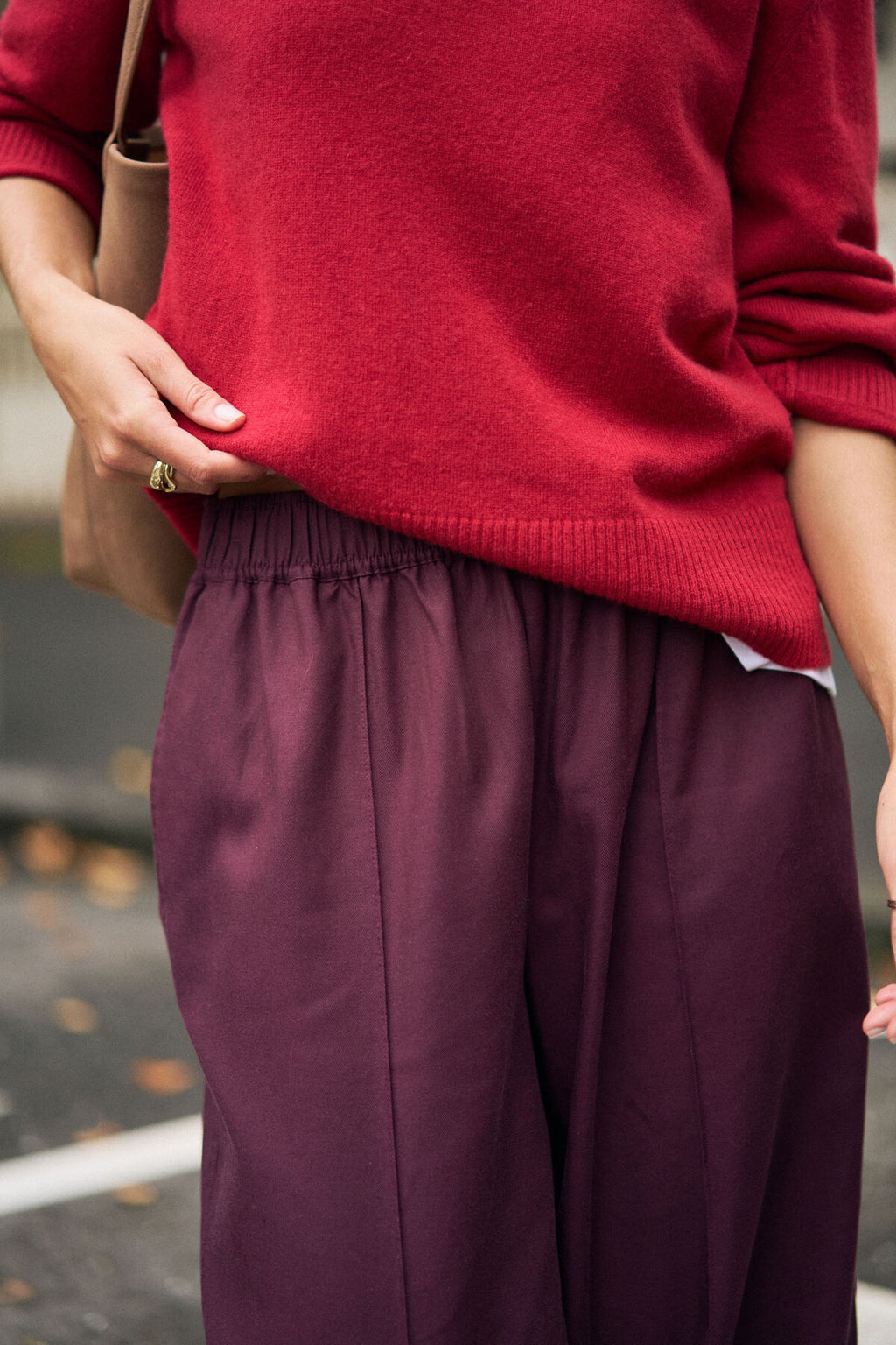 CERES LIFE IZZIE PINSTITCH PANT - BURGUNDY