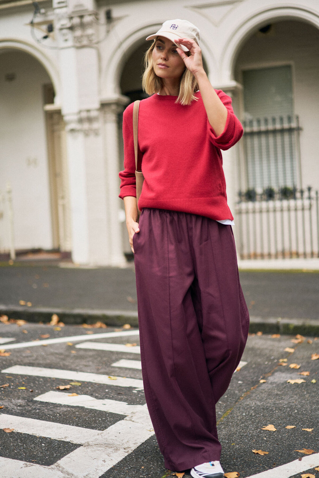CERES LIFE IZZIE PINSTITCH PANT - BURGUNDY
