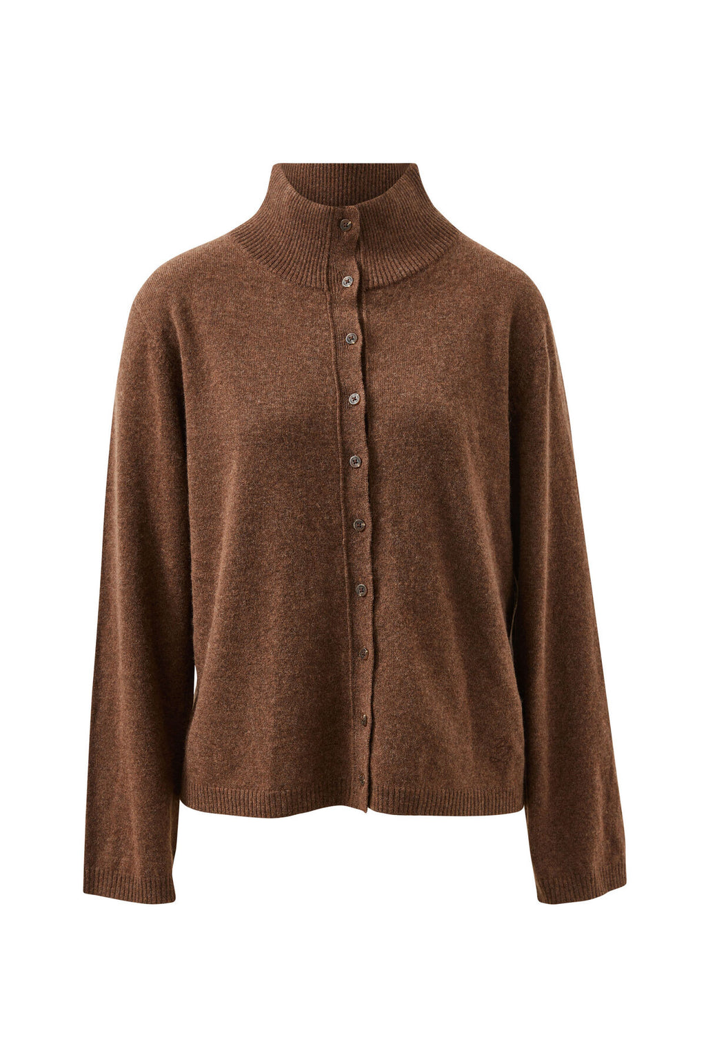 CERES LIFE PENNY WOOL/CASHMERE KNIT CARDI - CHOC MARLE