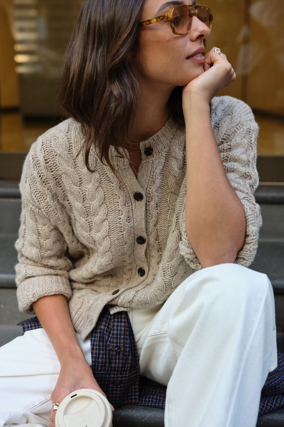 CERES LIFE HEIDI CABLE KNIT - OAT