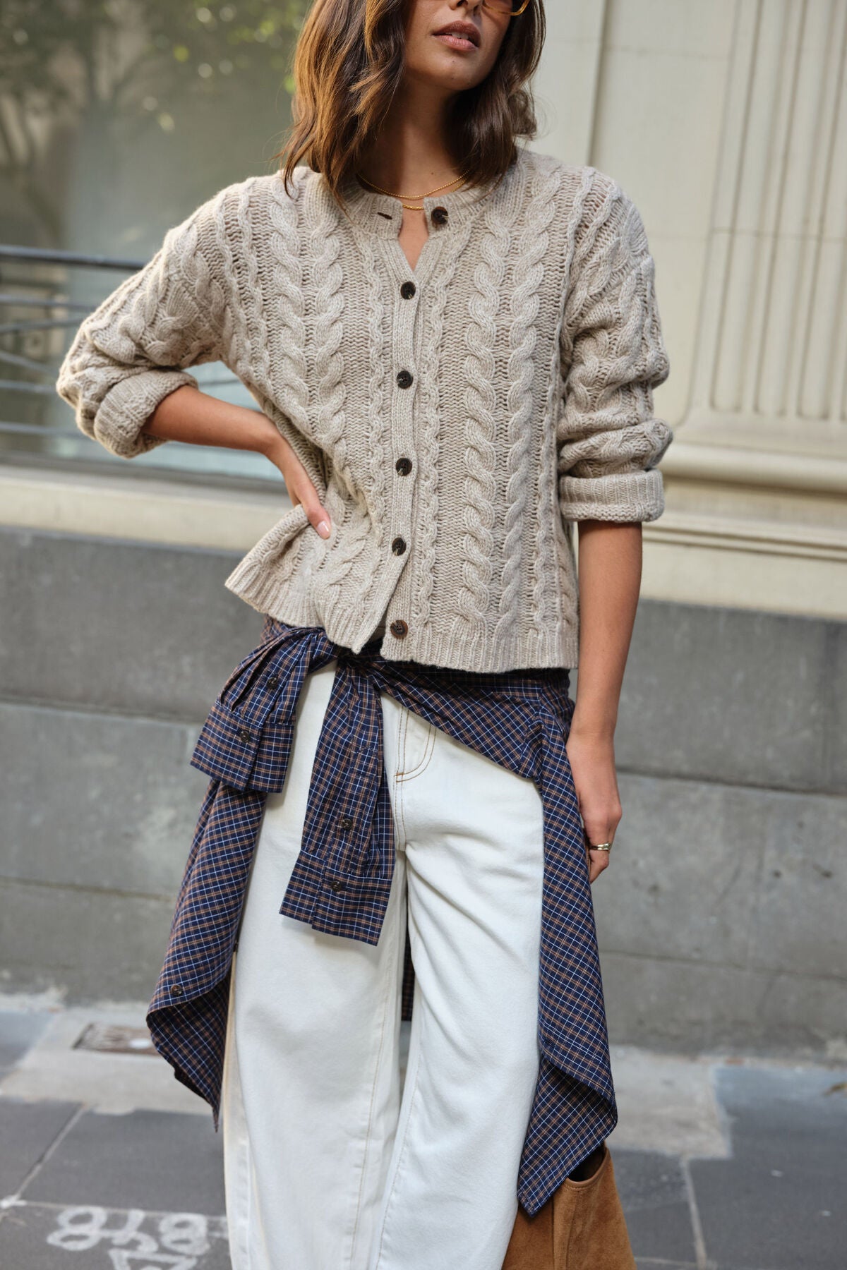 CERES LIFE HEIDI CABLE KNIT - OAT