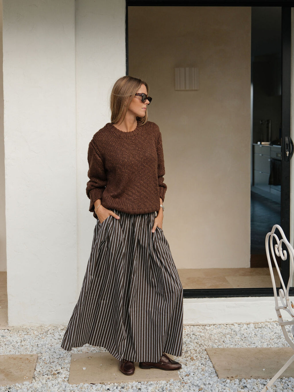 CERES LIFE SAGE CHUNKY KNIT CREW - CHOCOLATE