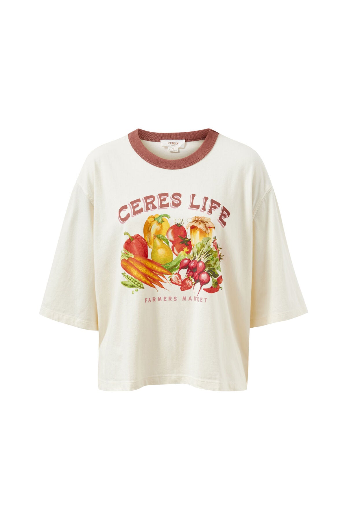 CERES LIFE MACY PRINT TEE - MILK/FARMERS MARKET