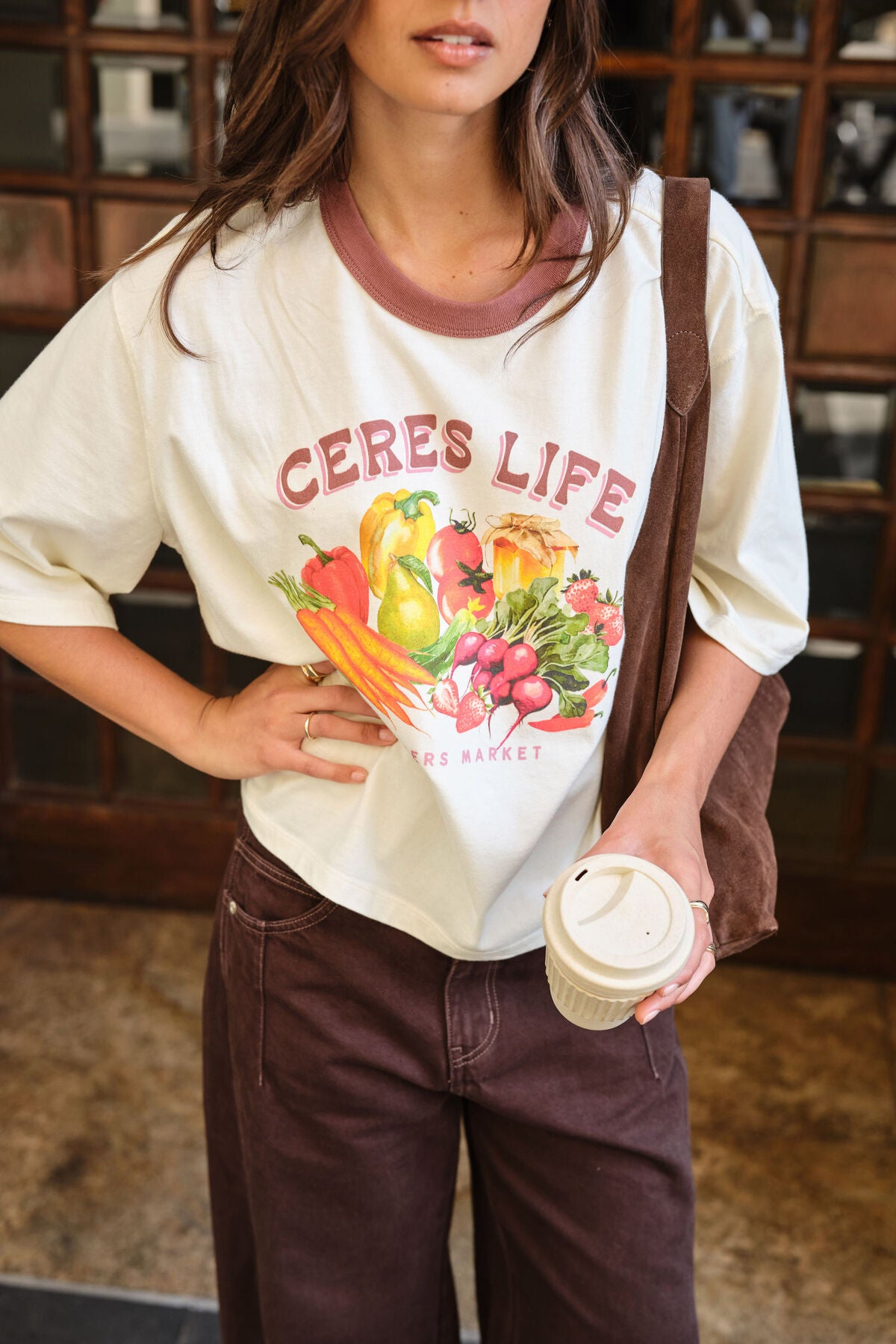 CERES LIFE MACY PRINT TEE - MILK/FARMERS MARKET