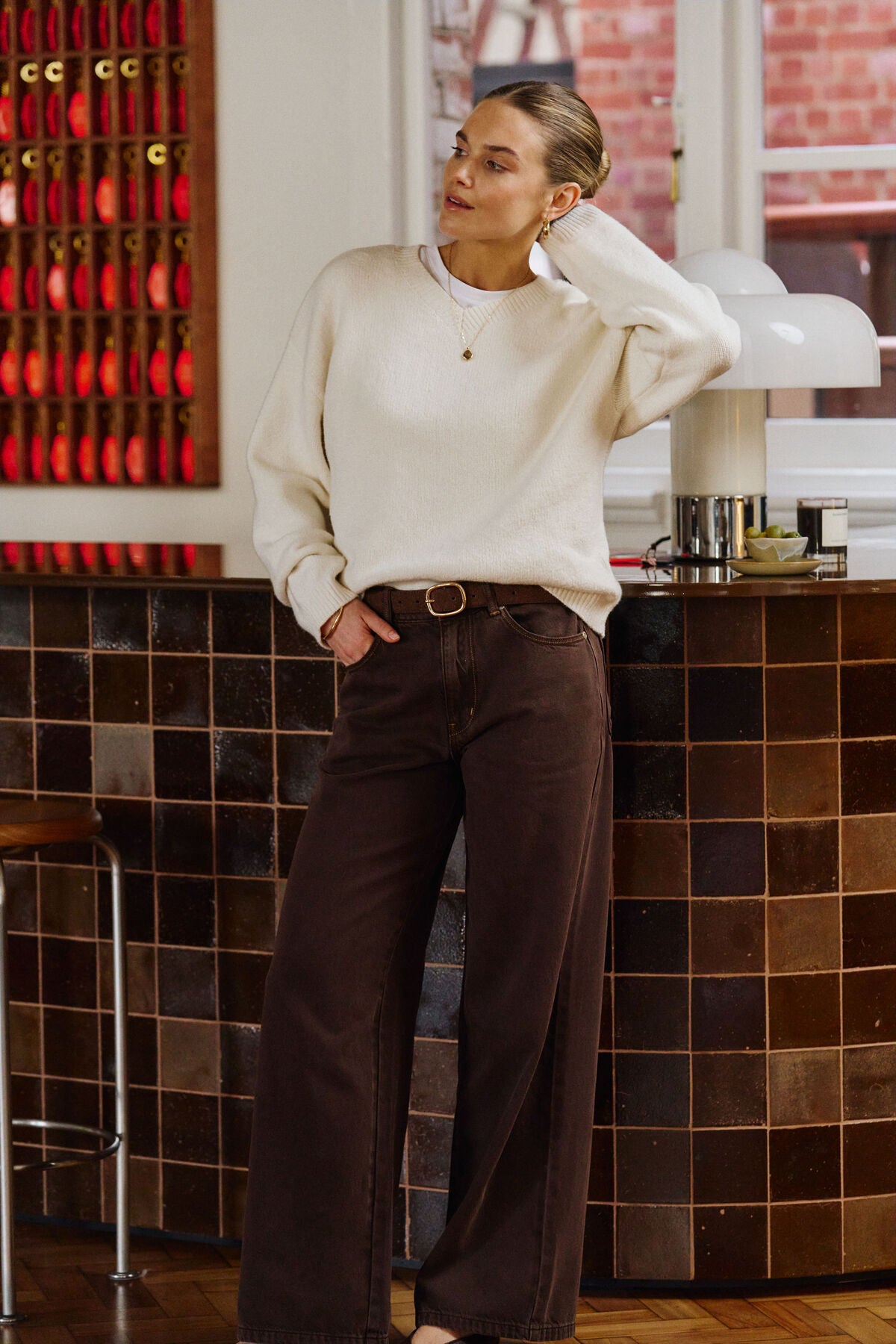 CERES LIFE WILLOW SOFT WIDE LEG JEAN - CHOCOLATE