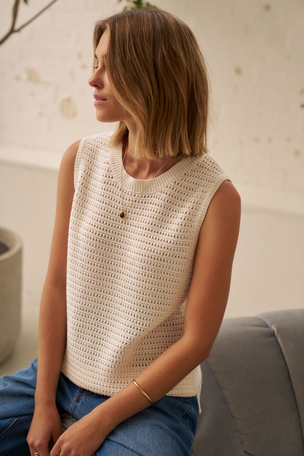 CERES LIFE MADDY MESH TANK - MILK