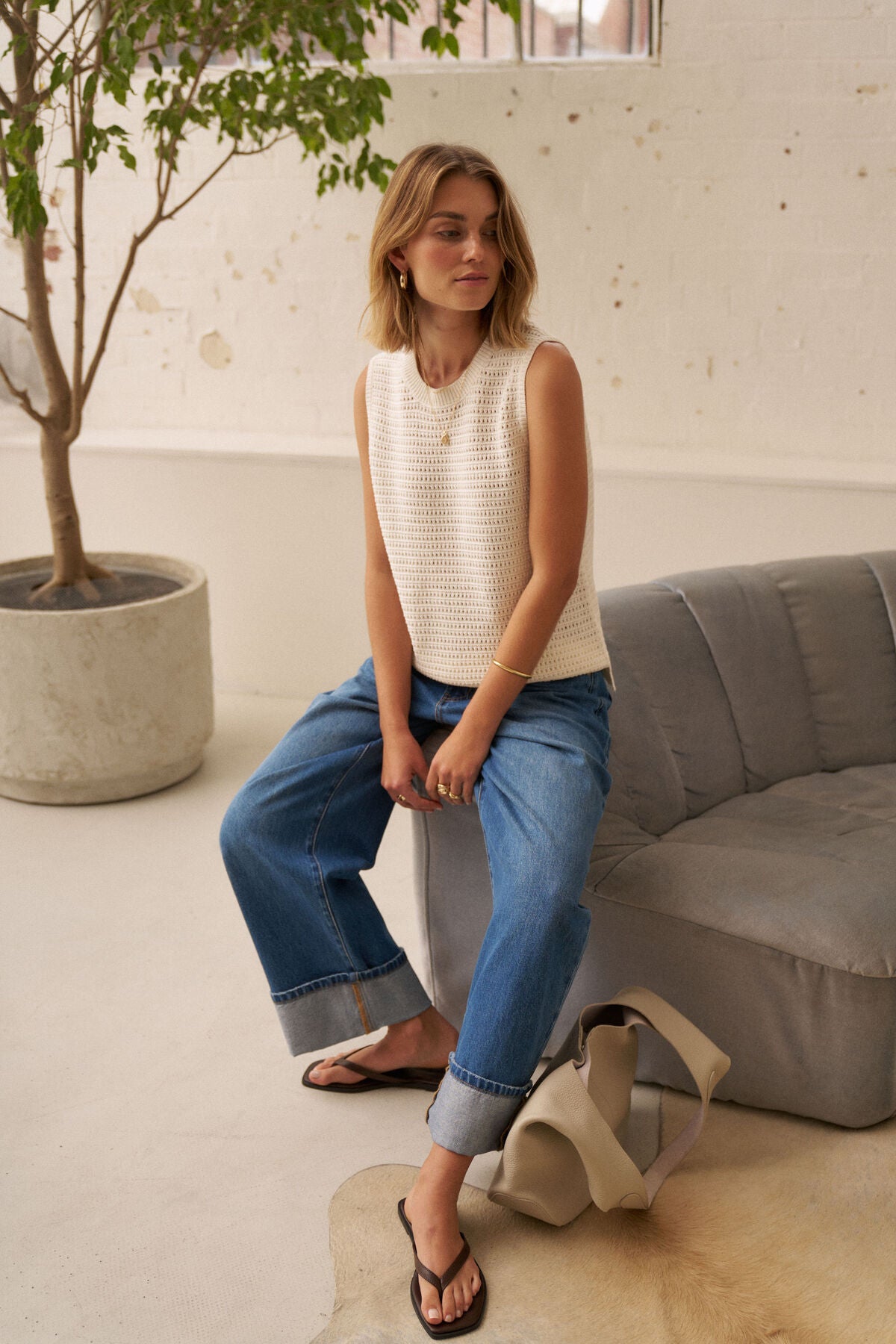 CERES LIFE MADDY MESH TANK - MILK