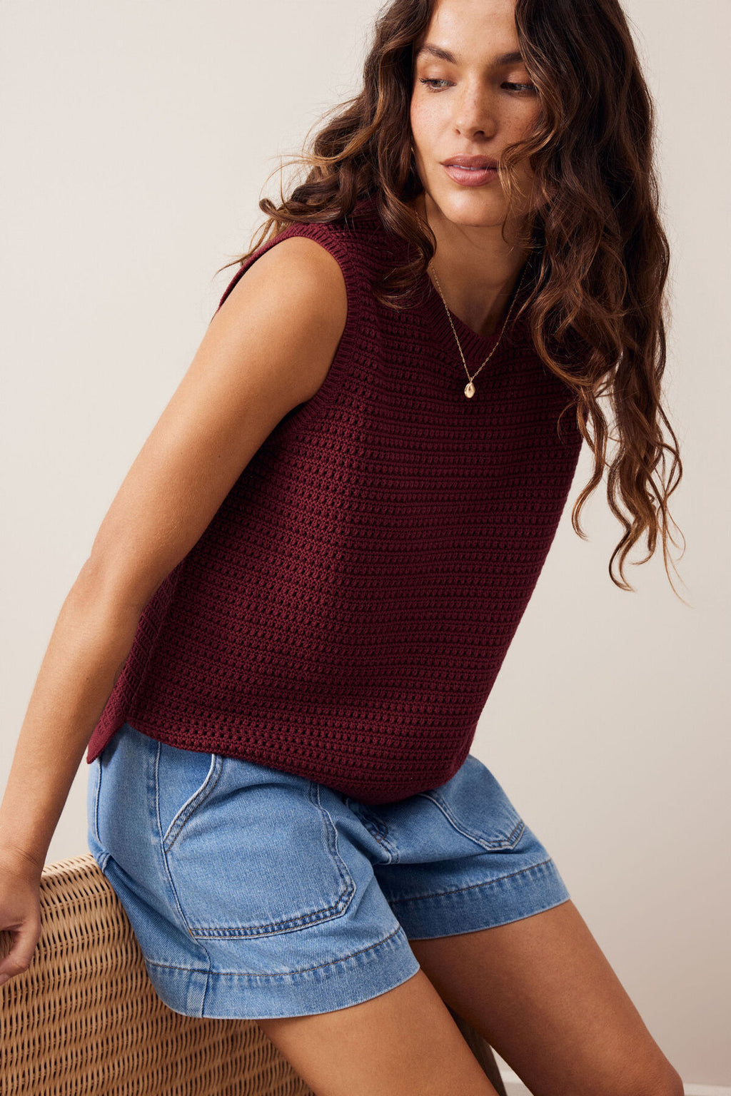 CERES LIFE MADDY MESH TANK - MULBERRY