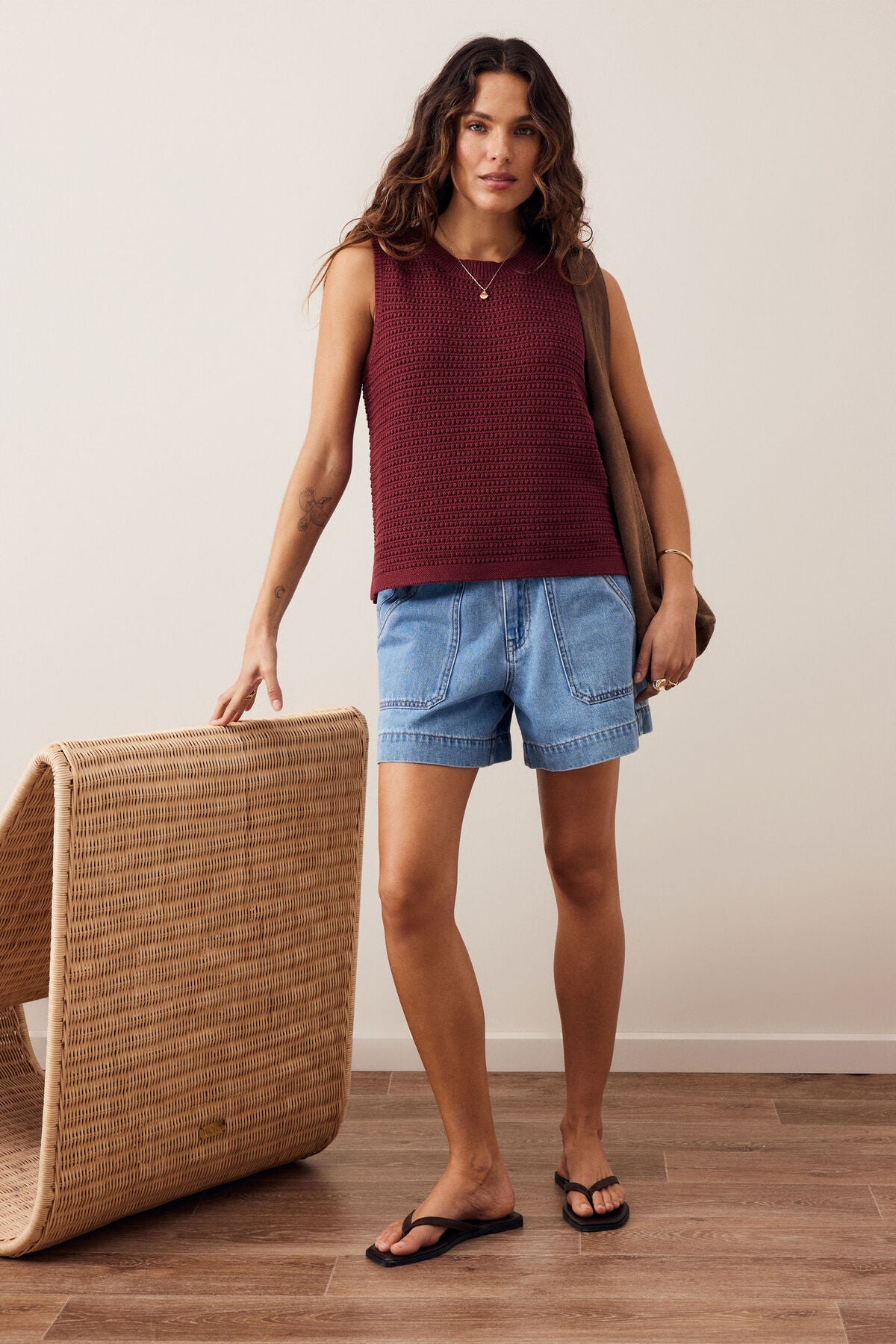 CERES LIFE MADDY MESH TANK - MULBERRY