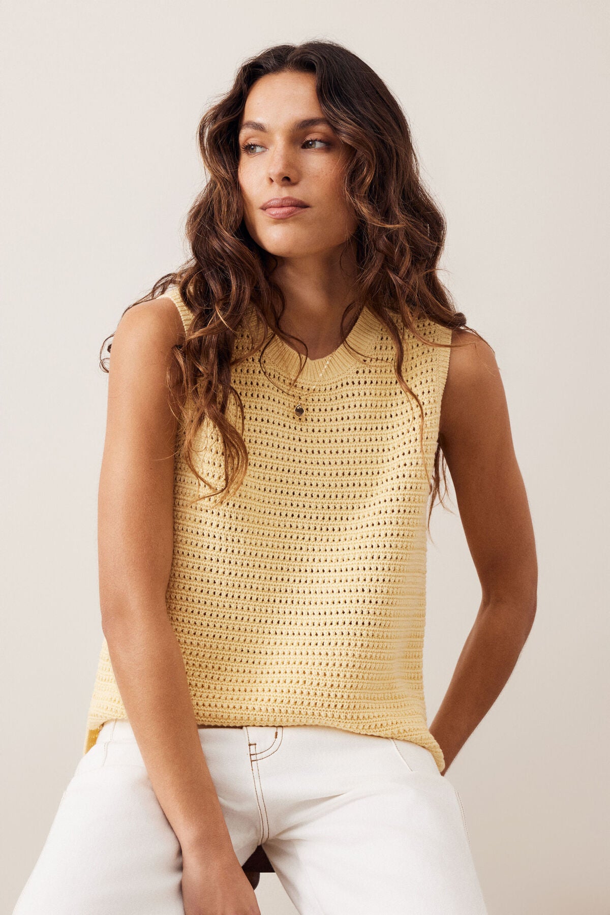 CERES LIFE MADDY MESH TANK - NEW BUTTER