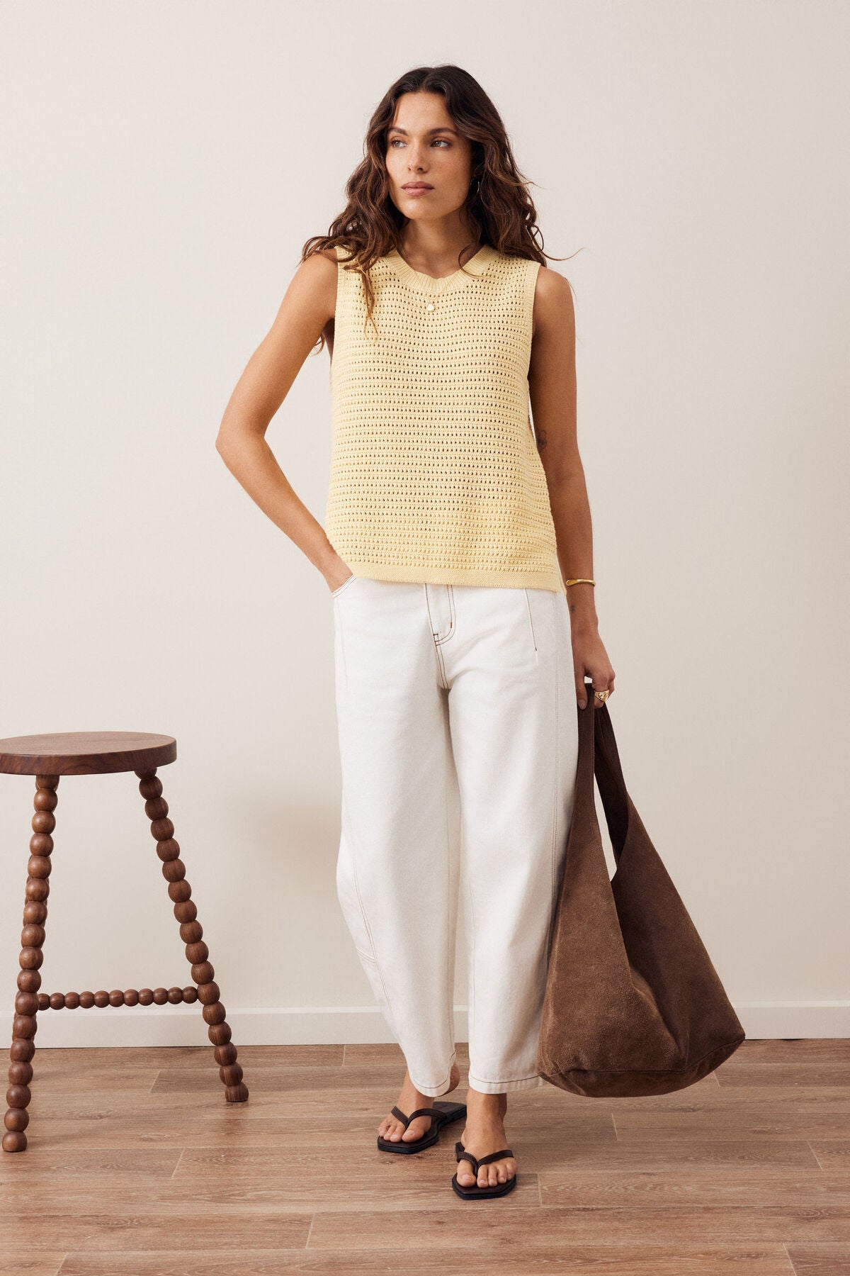 CERES LIFE MADDY MESH TANK - NEW BUTTER