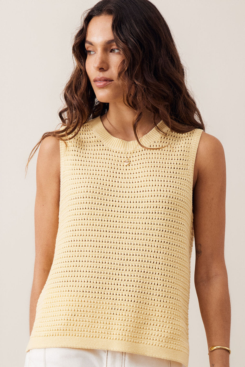 CERES LIFE MADDY MESH TANK - NEW BUTTER