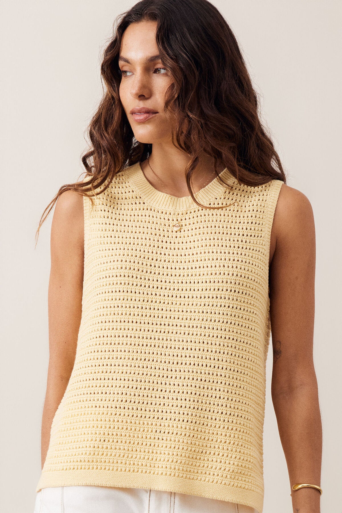 CERES LIFE MADDY MESH TANK - NEW BUTTER