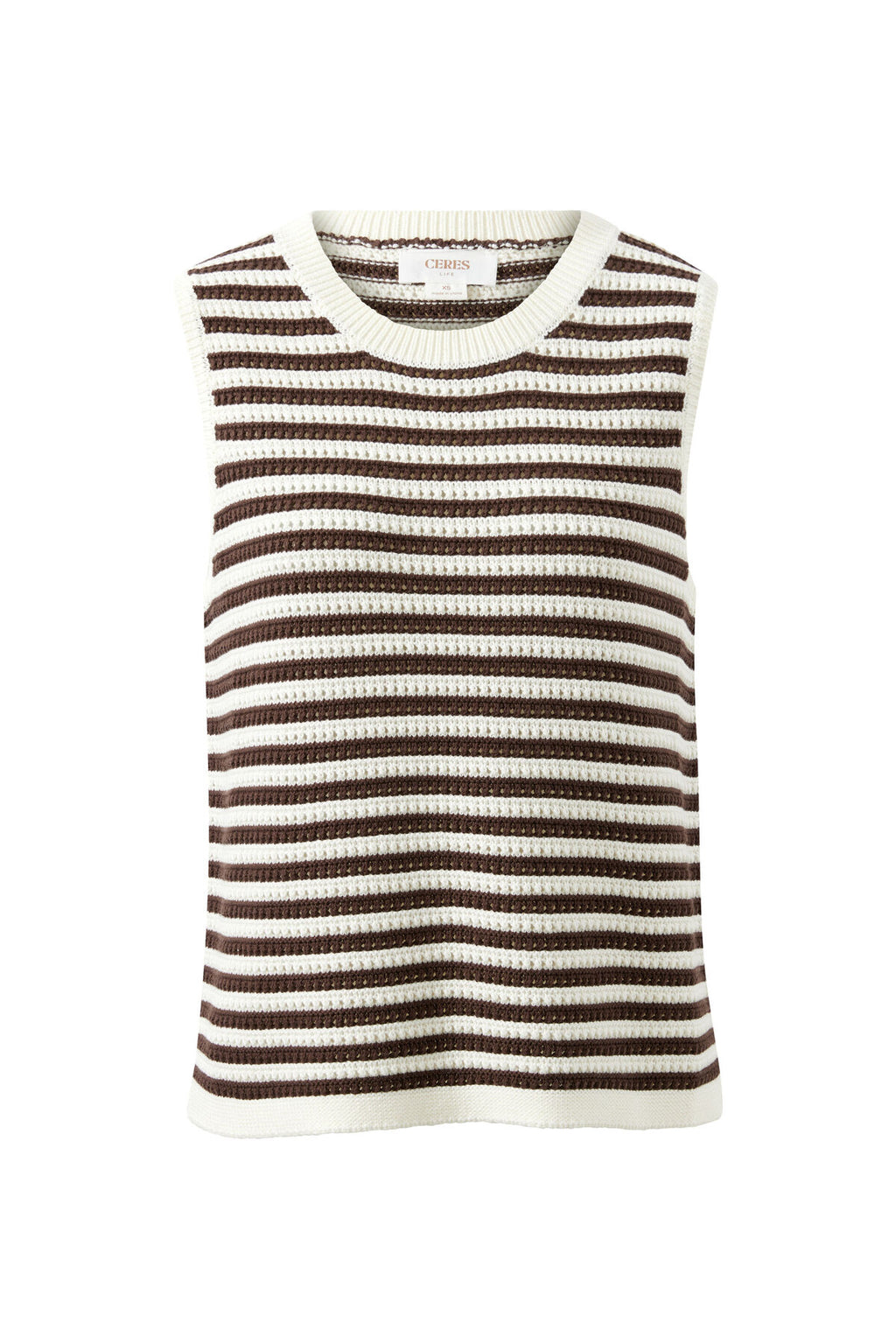 CERES LIFE MADDY MESH TANK - BRUNETTE STRIPE