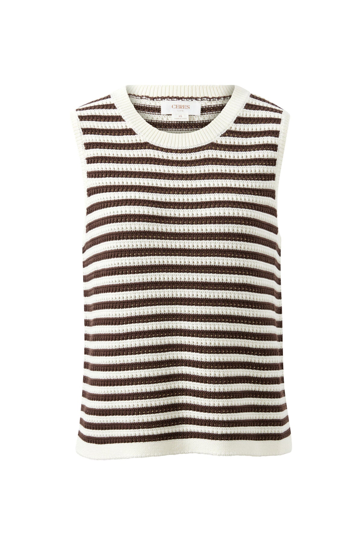 CERES LIFE MADDY MESH TANK - BRUNETTE STRIPE