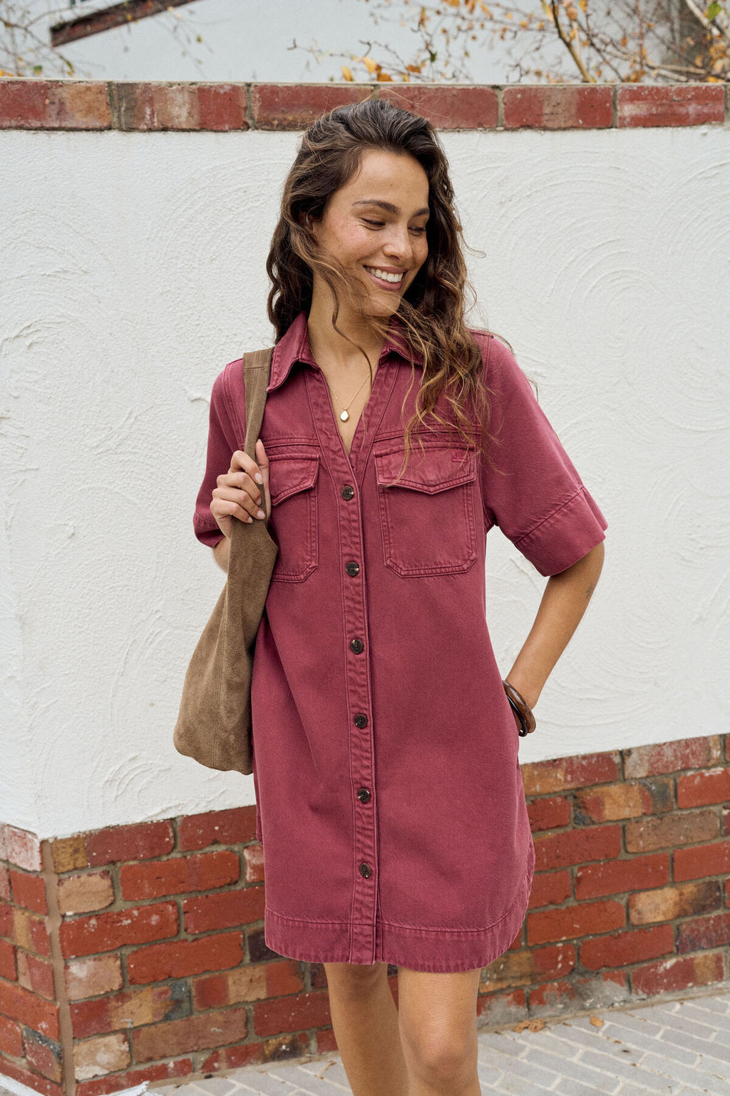 CERES LIFE BONNIE RELAXED SHIRTDRESS - MULBERRY