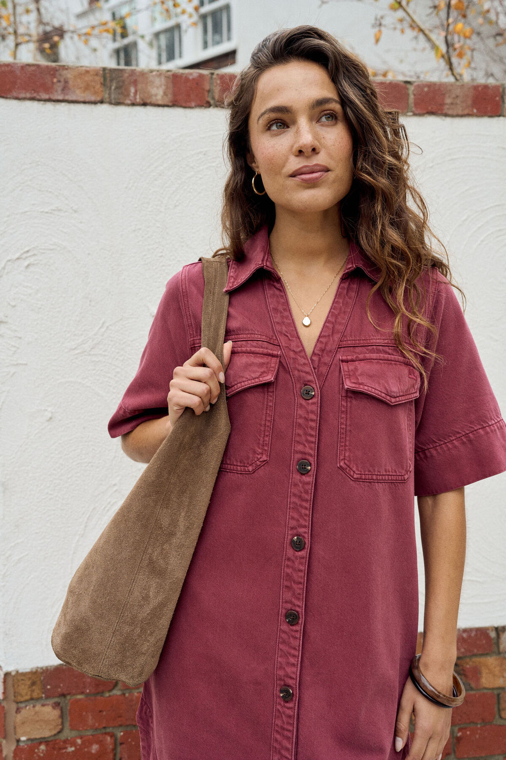 CERES LIFE BONNIE RELAXED SHIRTDRESS - MULBERRY