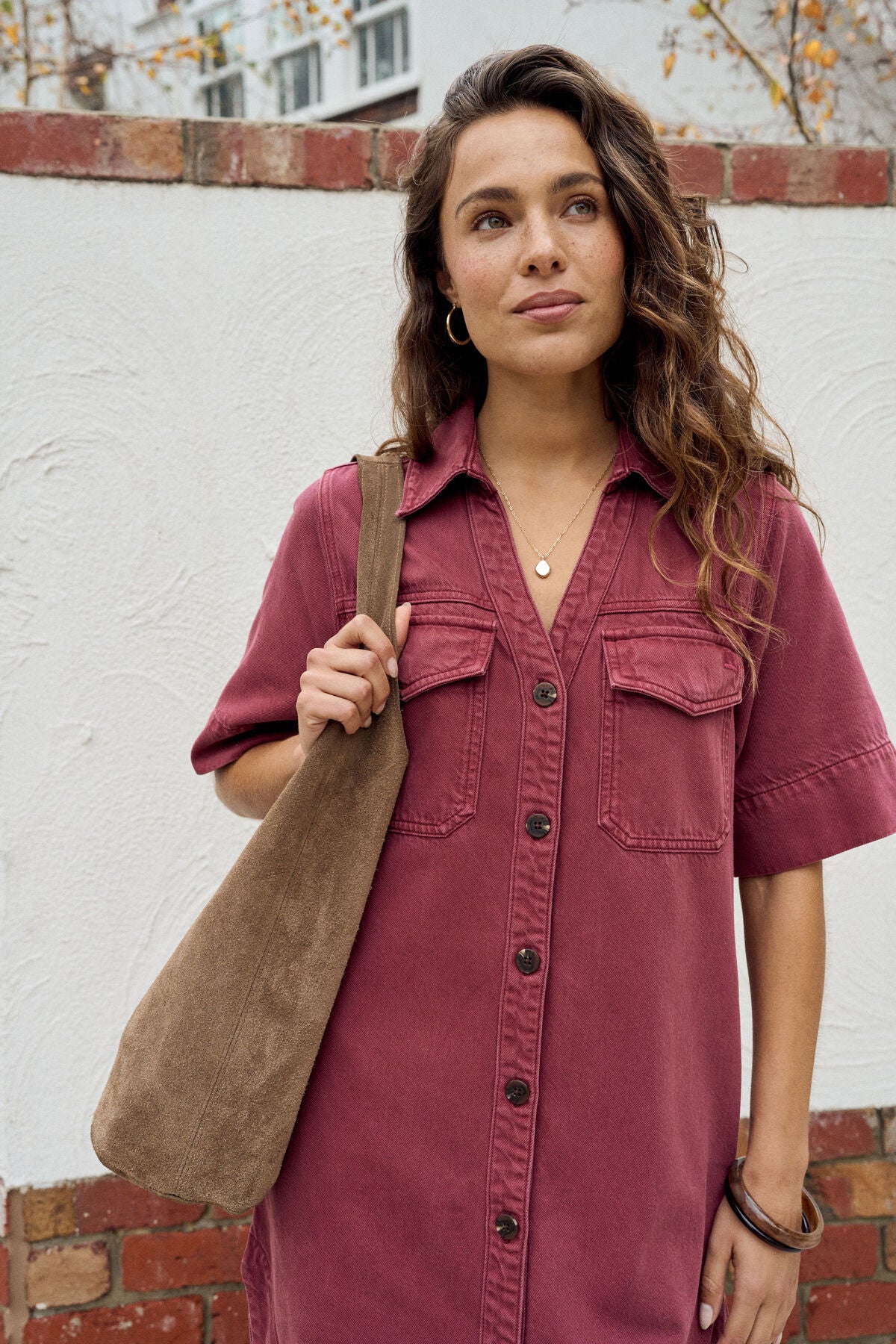 CERES LIFE BONNIE RELAXED SHIRTDRESS - MULBERRY