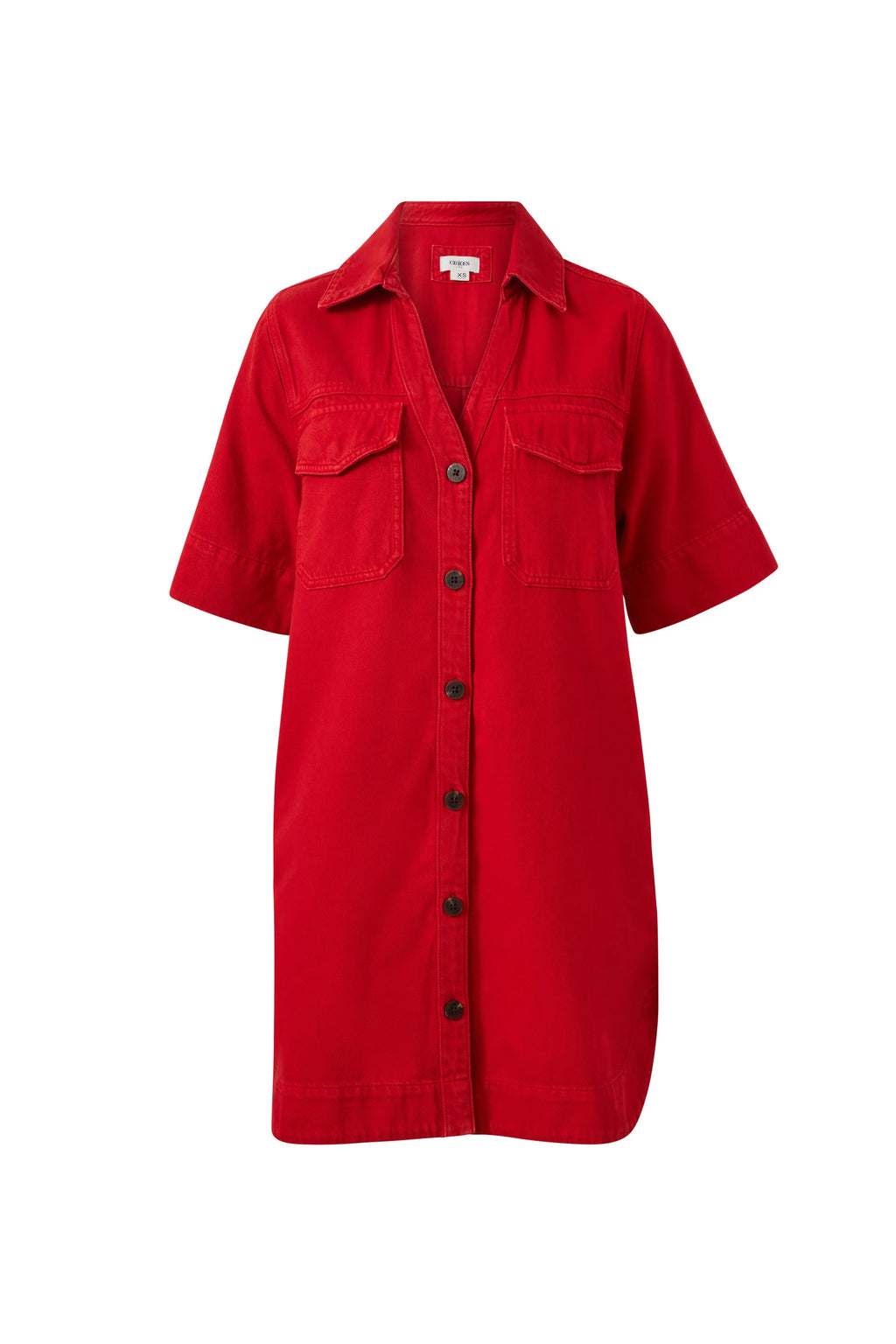 CERES LIFE BONNIE RELAXED SHIRTDRESS - CRIMSON