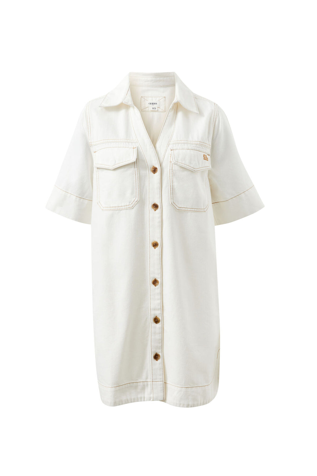 CERES LIFE BONNIE RELAXED SHIRTDRESS - FRESH ECRU