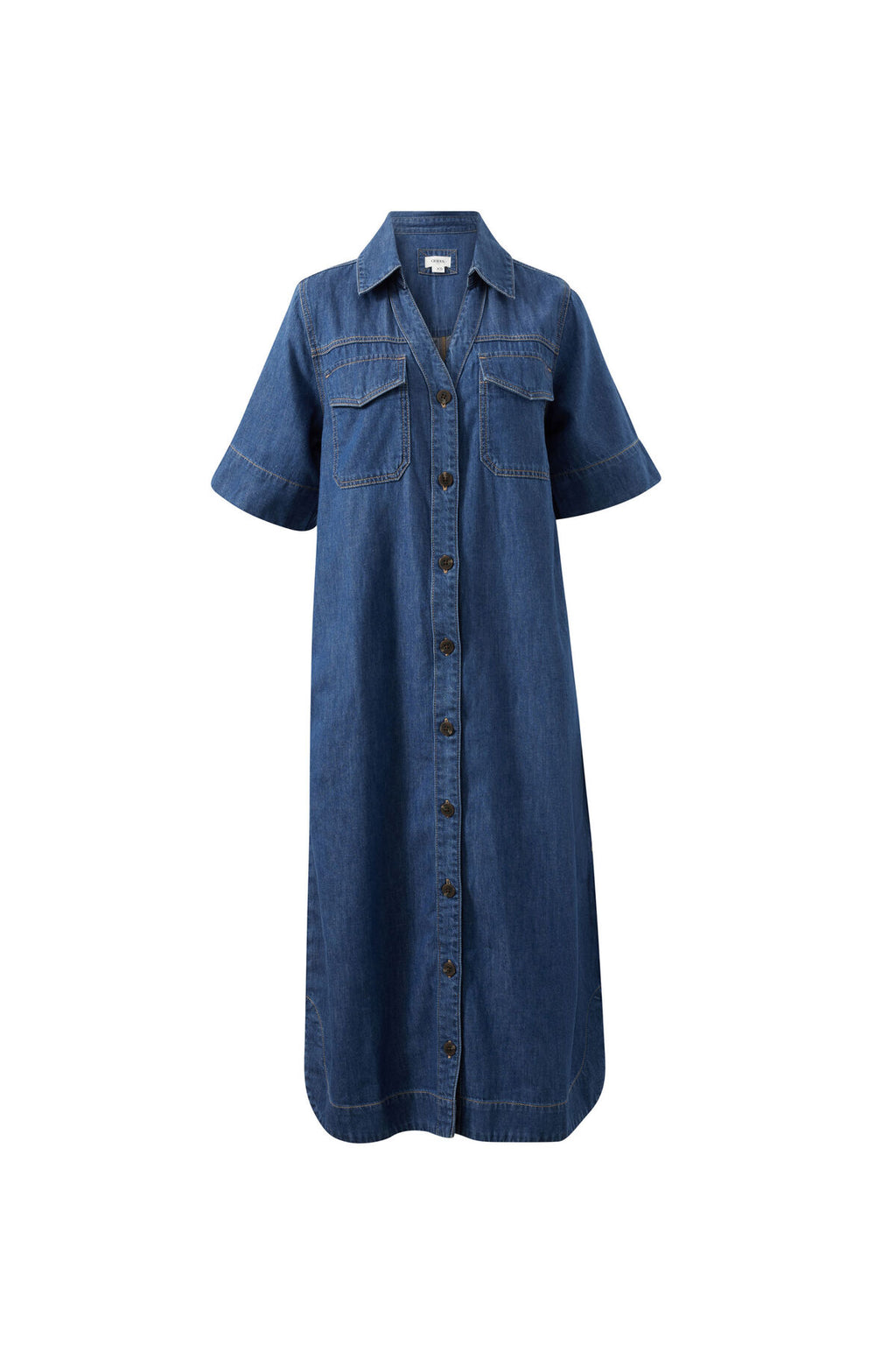 SLOANE SHORT SLEEVE MIDI DRESS - TRUE INDIGO