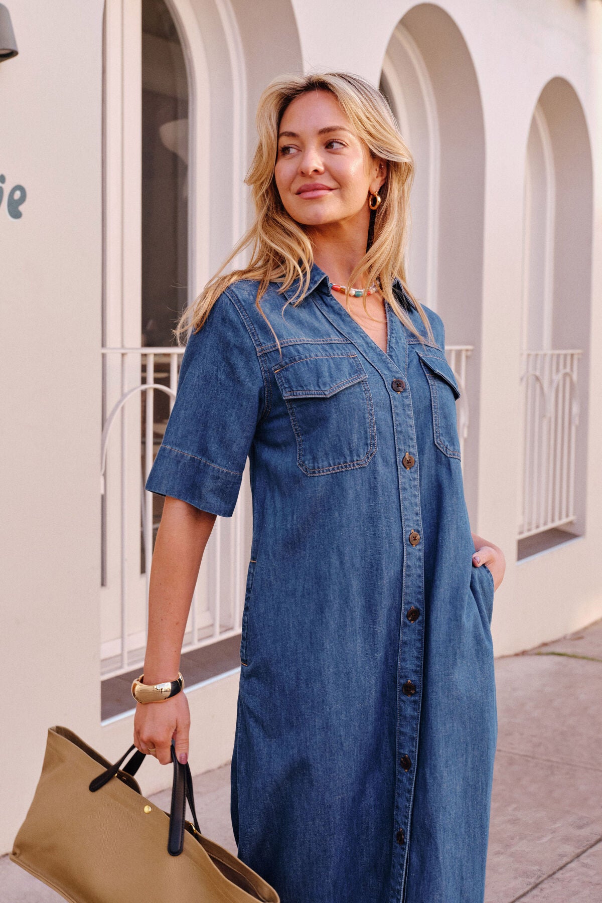 SLOANE SHORT SLEEVE MIDI DRESS - TRUE INDIGO