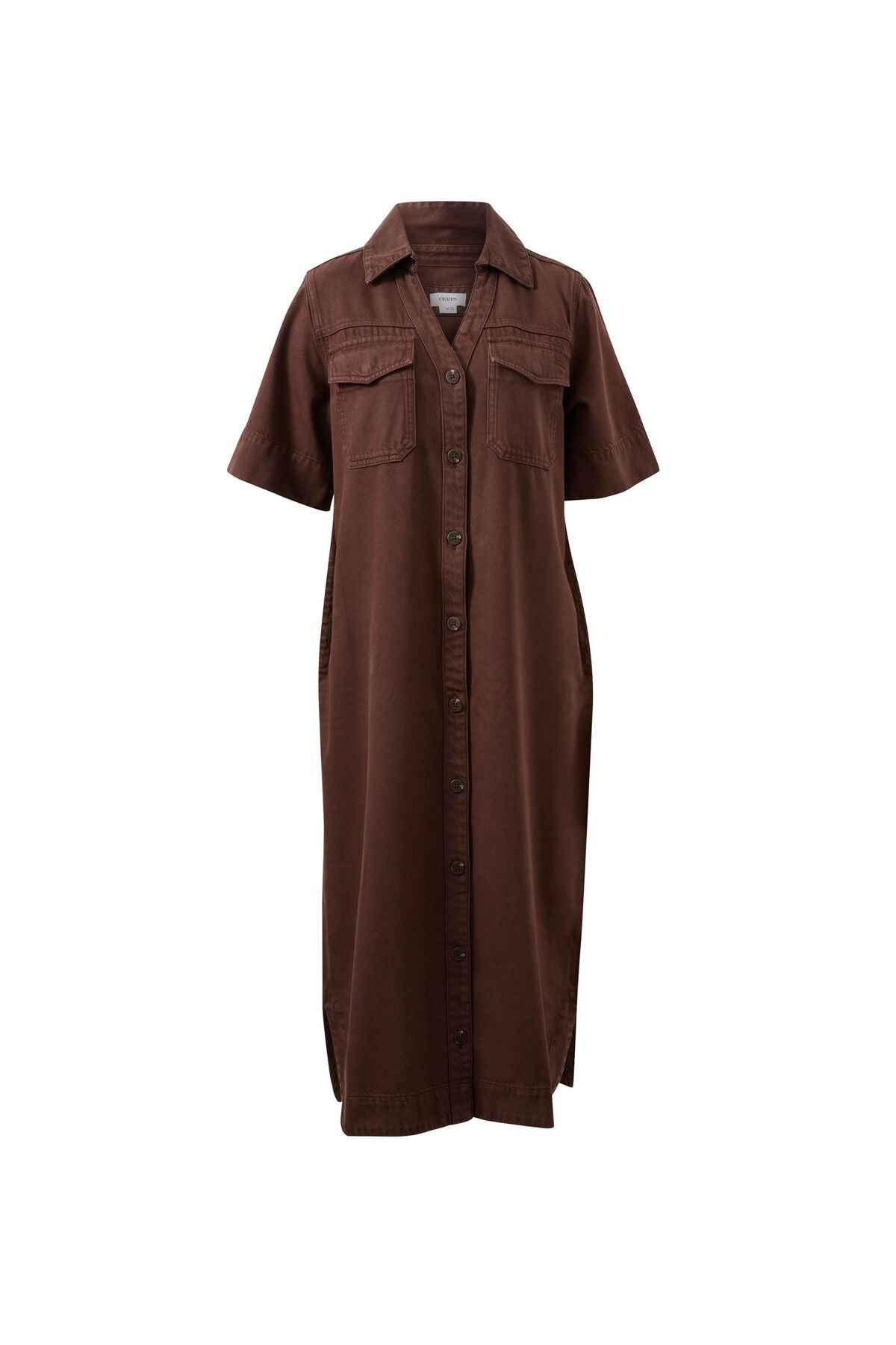 SLOANE SHORT SLEEVE MIDI DRESS - CHOCOLATE
