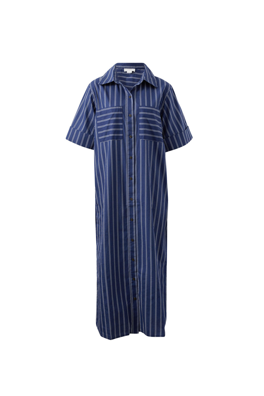 CERES LIFE SAMARA MIDI SHIRT DRESS - PRUSSIAN BLUE STRIPE