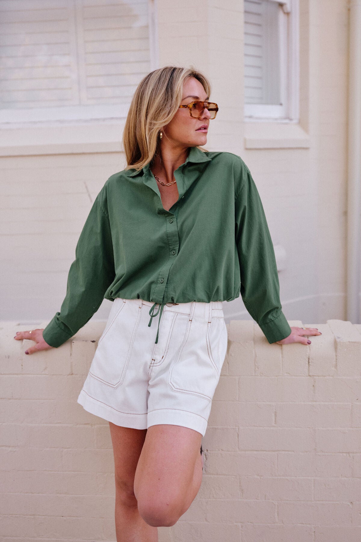 CERES LIFE CLOVER TIE SHIRT - BASIL