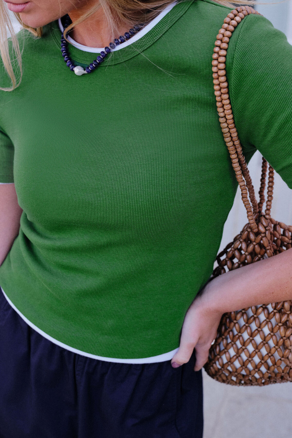CERES LIFE LUELLA RIBBED TEE - BASIL