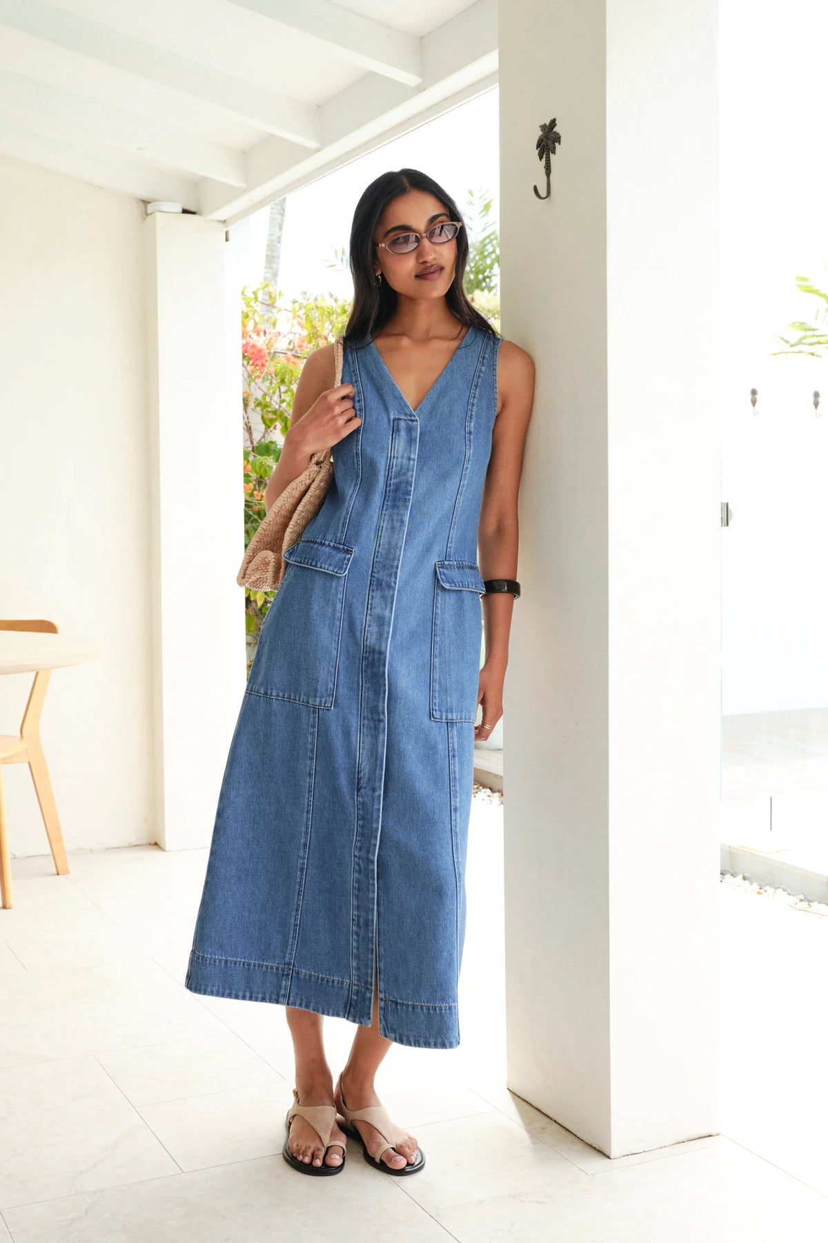 CERES LIFE TAYLOR DENIM MIDI DRESS - FRESH INDIGO