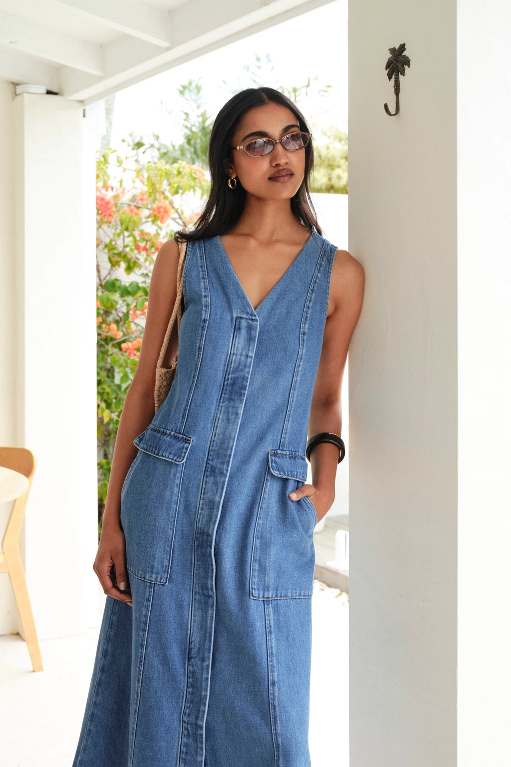 CERES LIFE TAYLOR DENIM MIDI DRESS - FRESH INDIGO