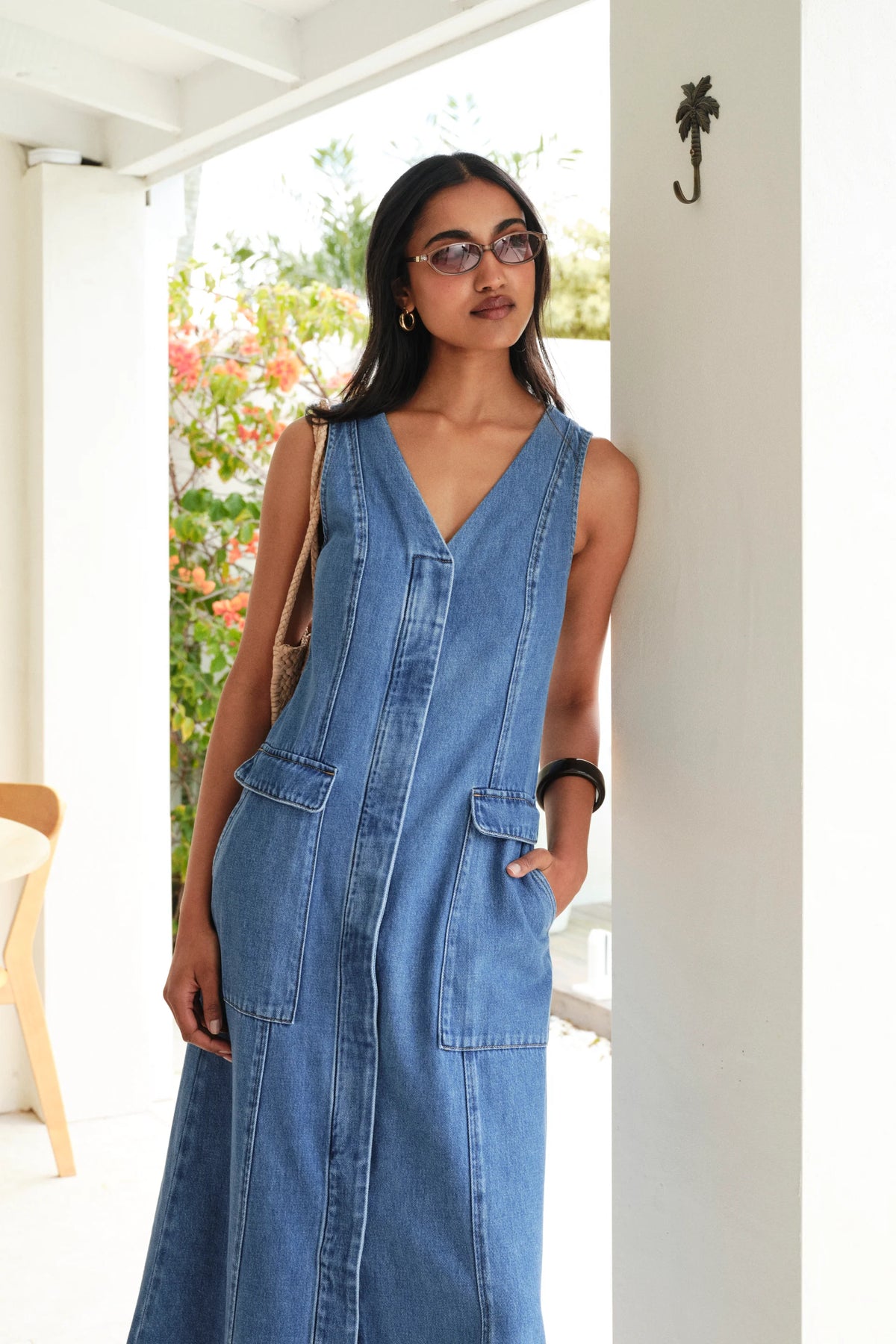 CERES LIFE TAYLOR DENIM MIDI DRESS - FRESH INDIGO