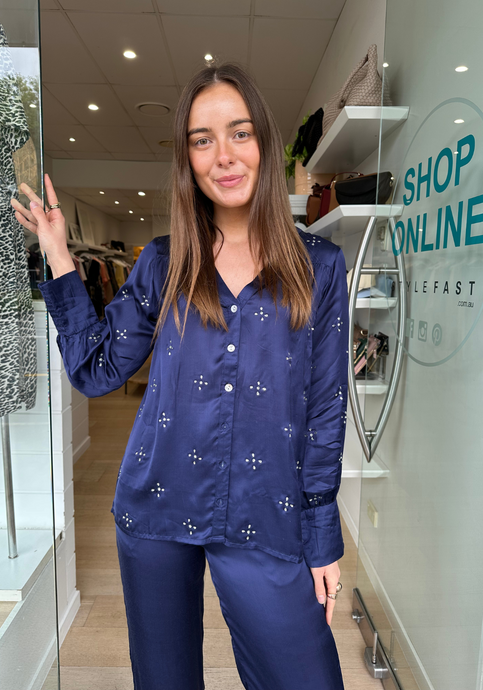 RUBYYAYA MUNCHEN SHIRT - NAVY