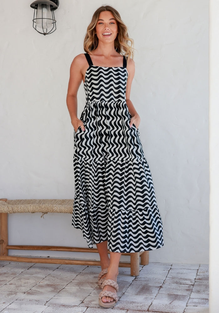 Load image into Gallery viewer, RIO SUNDRESS - BLACK WAVE PRINT