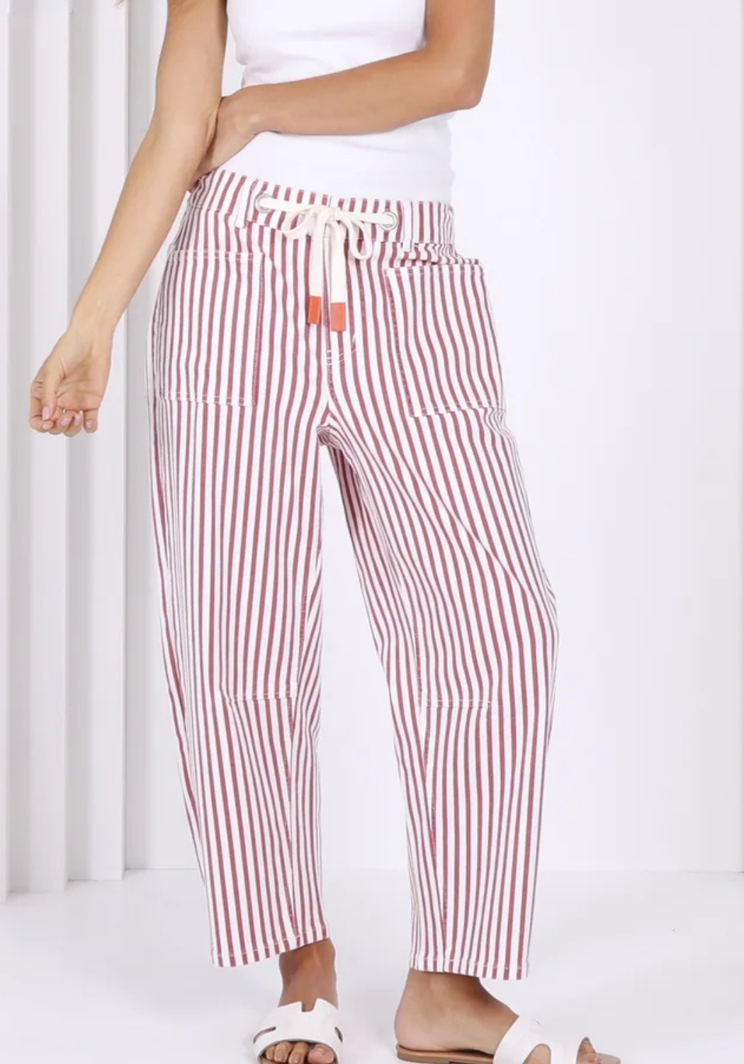 CARTER BARREL JEAN - RED STRIPE