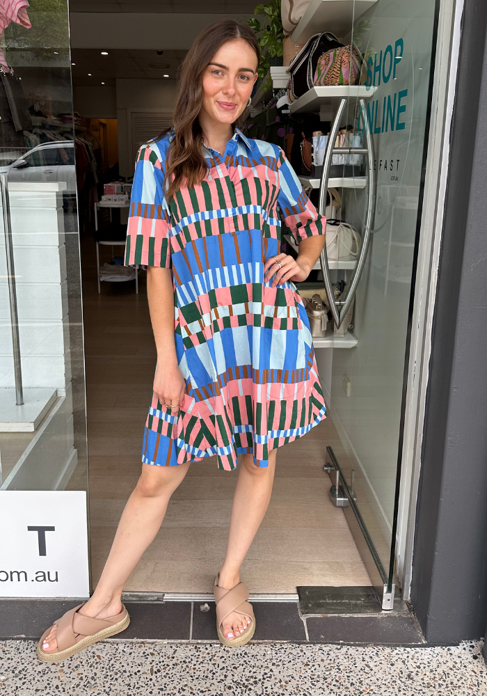 ITAMI CANNES MINI DRESS - BLUE PRINT