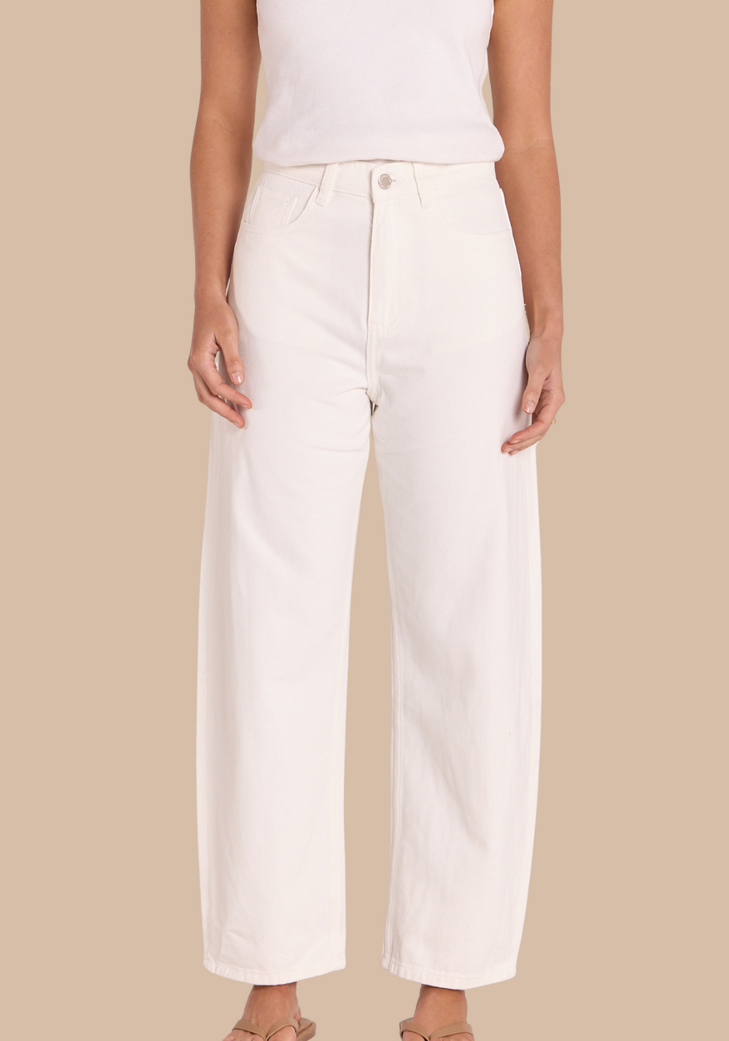 FEATHER + NOISE LOLA FULL LENGTH BARREL JEAN - WHITE