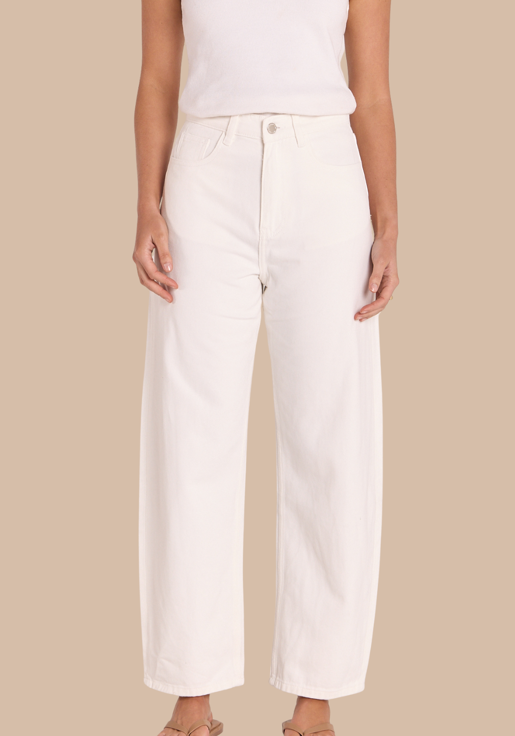 FEATHER + NOISE LOLA FULL LENGTH BARREL JEAN - WHITE