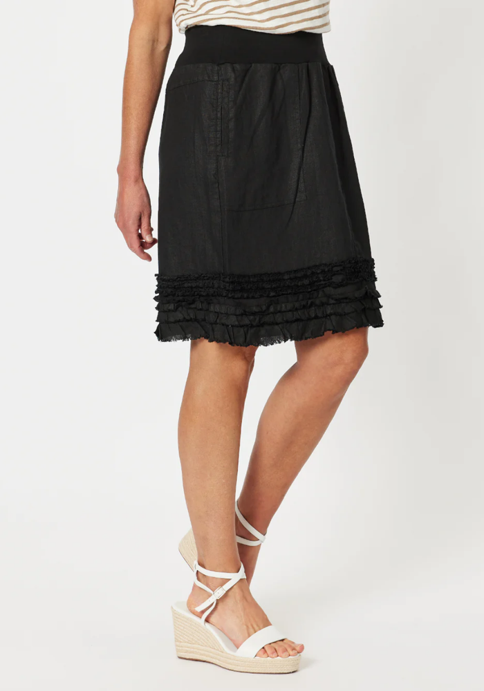 MONA RUFFLE HEM SKIRT - BLACK