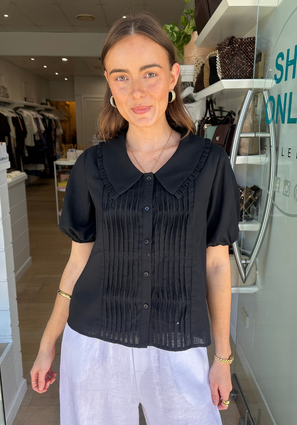 FEATHER + NOISE BETSY TOP - BLACK