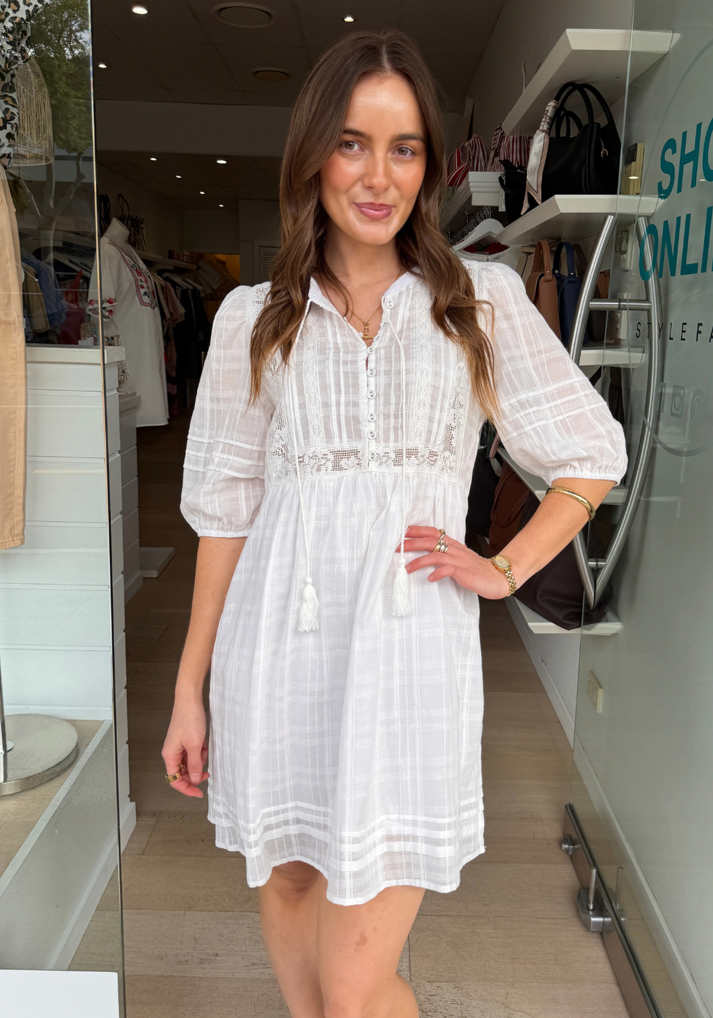 CILLA COTTON MINI DRESS - WHITE