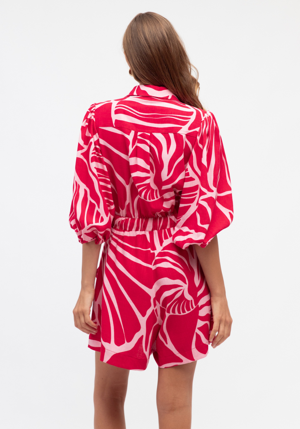 GAIA PLAYSUIT - RED/PINK PRINT
