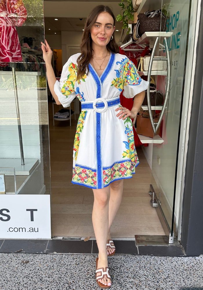 CLEO MINI DRESS - WHITE FLORAL