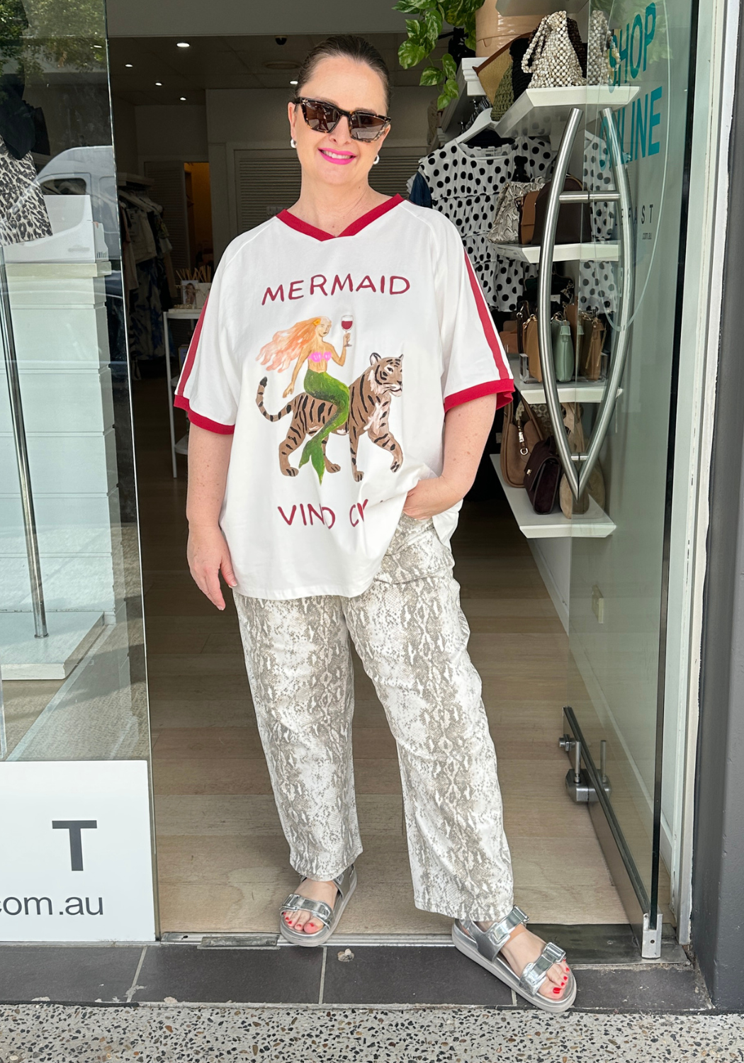 LEO DENIM BARREL JEANS - SNAKESKIN PRINT